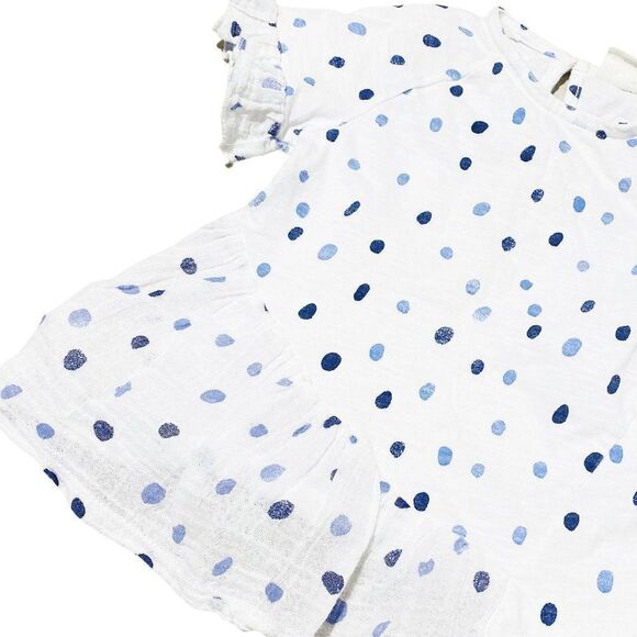 zara Dot Print Asymmetrical Bell Sleeve Tee - Picture 2 of 3